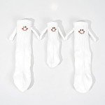 Family Matching Holding Hands Socks, Novelty Funny Magnetic Mid-Tube Socks, Parents Children Smile Socks (1 Pair Kids White, L/6-9 Years)