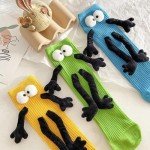 Jwqqwdza Funny Socks for Kids, Magnetic Holding Hands Feet Socks, Crazy Silly Tube Socks for Toddler Baby Girl Boy 3-13 Years (Blue, 3 Years)