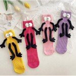 Jwqqwdza Funny Socks for Kids, Magnetic Holding Hands Feet Socks, Crazy Silly Tube Socks for Toddler Baby Girl Boy 3-13 Years (Blue, 3 Years)
