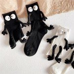 Jwqqwdza Funny Socks for Kids, Magnetic Holding Hands Feet Socks, Crazy Silly Tube Socks for Toddler Baby Girl Boy 3-13 Years (Blue, 3 Years)