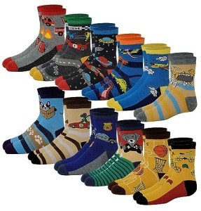 Different Touch 12 Pairs Boys Girls Kids Socks Fun Crazy Funny Novelty Crew Socks (as1, numeric, numeric_6, numeric_8, regular, Assorted#3)