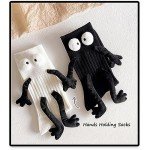 Funny Kids Holding Hands & Feet Socks, Magnetic Mid-Tube Socks for Toddler Baby Girl Boy 1-12 Years Friends Sisters Brothers (as1, age, 1_year, 12_years, Red)
