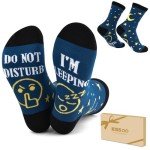 Kissoo Christmas Stocking Stuffers For Men Teens Adults Birthday Christmas Gifts For Dad Men Women Funny Socks Gaming Gifts (US, Alpha, One Size, Regular, Regular, Sleep-Moon)