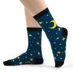 Kissoo Christmas Stocking Stuffers For Men Teens Adults Birthday Christmas Gifts For Dad Men Women Funny Socks Gaming Gifts (US, Alpha, One Size, Regular, Regular, Sleep-Moon)