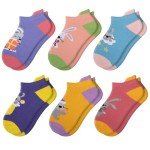 Comfoex Kids Girls Socks Novelty Funny Ankle Socks Colorful Animal Fashion Silly Cartoon Cute Unicorn Cotton Socks 6 Pairs, 7-10 Years, Rabbit