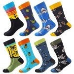 BISOUSOX Dress Socks for Men 9-12 Mens Funny Fun Colorful Crazy Funky Crew Socks Novelty Happy Cotton