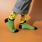 BISOUSOX Dress Socks for Men 9-12 Mens Funny Fun Colorful Crazy Funky Crew Socks Novelty Happy Cotton