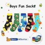 BONANGEL Boys Socks Fun Novelty Animal Food Space Design Crazy Funny Cute Kids Socks 5 Pairs