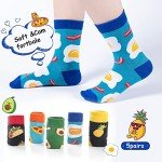 BONANGEL Boys Socks Fun Novelty Animal Food Space Design Crazy Funny Cute Kids Socks 5 Pairs
