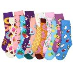 GLCMXMART Womens Socks Size 7-9, Crazy Cute Funny Fun Cool Colorful Funky Silly Crew Socks, Food Novelty Calf Gifts for Women Girl Ladies Teens Cotton Long Wanky Goofy Graphic Weird Unique