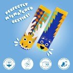 Pals Moose & Bear Crew Socks for Kids, Mismatched Style, Durable & Cozy Pair for Boys and Girls, Funny, Crazy, & Funky, 1 Pair