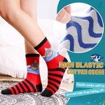 SeeyAN Boys Socks Kids Funny Cotton Novelty Crew Cartoon Space Dinosaur Crazy Socks 6 Pairs (6 Pairs Shark, 9-13 Years)