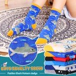SeeyAN Boys Socks Kids Funny Cotton Novelty Crew Cartoon Space Dinosaur Crazy Socks 6 Pairs (6 Pairs Shark, 9-13 Years)