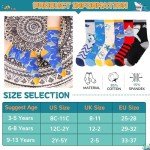 SeeyAN Boys Socks Kids Funny Cotton Novelty Crew Cartoon Space Dinosaur Crazy Socks 6 Pairs (6 Pairs Shark, 9-13 Years)