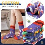 Queenshin Boys Novelty Socks Fun Crazy Funny Cute Cartoon Space Rocket Kids Cotton Crew Socks 6 Pairs