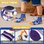 Queenshin Boys Novelty Socks Fun Crazy Funny Cute Cartoon Space Rocket Kids Cotton Crew Socks 6 Pairs