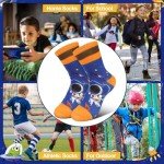 Queenshin Boys Novelty Socks Fun Crazy Funny Cute Cartoon Space Rocket Kids Cotton Crew Socks 6 Pairs