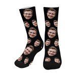 Custom Face Socks with Picture, Personalized Socks with Photo Customized Funny Sock Gifts for Men Women Black