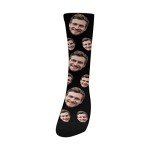 Custom Face Socks with Picture, Personalized Socks with Photo Customized Funny Sock Gifts for Men Women Black