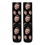 Custom Face Socks with Picture, Personalized Socks with Photo Customized Funny Sock Gifts for Men Women Black