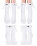 4 Pair Funny Crazy Socks For Women Men,Novelty Magnetic Holding Hands Socks For Kids Girls Boys Adult,Best Friend Silly Wacky Sock