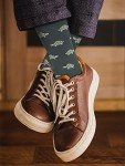 KONY Men's Funny Patterned Socks - Cotton Fun and Cool Casual Dress Crew Socks 4 Pack (Shoe Size 9-12) (Marine Animal)