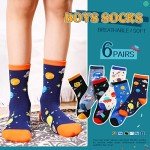 SeeyAN Boys Socks Kids Funny Cotton Novelty Crew Cartoon Space Dinosaur Crazy Socks 6 Pairs (6 Pairs Space, 3-5 Years)