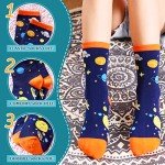 SeeyAN Boys Socks Kids Funny Cotton Novelty Crew Cartoon Space Dinosaur Crazy Socks 6 Pairs (6 Pairs Space, 3-5 Years)