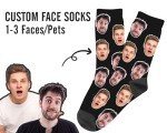 Laffyett Custom Socks with Photos,Personalized Novelty Socks with Faces, Customized Pictures Socks for Men,Customized Crew Socks Colorful Fun Gift for Adult, X-Small-X-Large