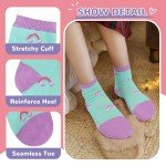 Queenshin Funny Girls Novelty Socks Teen Seamless Cute Short Socks Casual School Crazy Funky Kids Ankle Socks Rainbow Stripes 6 Pairs