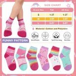 Queenshin Funny Girls Novelty Socks Teen Seamless Cute Short Socks Casual School Crazy Funky Kids Ankle Socks Rainbow Stripes 6 Pairs