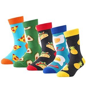 Crazy Socks for Kids Boys Socks 10-12 Years Old Silly Funny School Dress 6-8 Fun Pizza Sock Birthday Christmas Gift