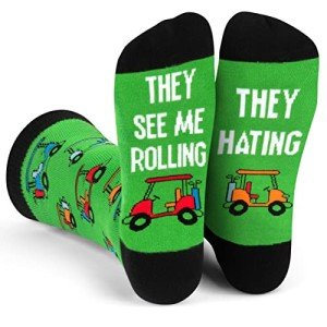 Lavley Funny Golf Socks for Men - They See Me Rolling, They Hating Golf Cart Socks - Unique Gift for Golfers, Dad, or Friends - Novelty Gifts for Him - One Size Fits Most