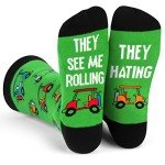 Lavley Funny Golf Socks for Men - They See Me Rolling, They Hating Golf Cart Socks - Unique Gift for Golfers, Dad, or Friends - Novelty Gifts for Him - One Size Fits Most