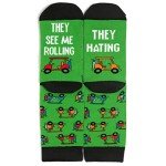 Lavley Funny Golf Socks for Men - They See Me Rolling, They Hating Golf Cart Socks - Unique Gift for Golfers, Dad, or Friends - Novelty Gifts for Him - One Size Fits Most