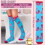 MOGGEI Kids Girls Knee High Socks - Long Boot Crazy Silly Fun Gift Tall Funny Cute Animal Child Gifts for 4-12 Year Old Girls - Stocking Stuffers - 6 Pairs (Flamingo)