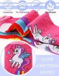 Anlisim Girls Kids Fashion Cotton Crew Cute Unicorn Shorty Socks 6 Pack Gift Stocking Stuffer (Unicorn-A, 5-8 Years Old)