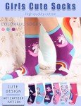 Anlisim Girls Kids Fashion Cotton Crew Cute Unicorn Shorty Socks 6 Pack Gift Stocking Stuffer (Unicorn-A, 5-8 Years Old)