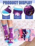 Anlisim Girls Kids Fashion Cotton Crew Cute Unicorn Shorty Socks 6 Pack Gift Stocking Stuffer (Unicorn-A, 5-8 Years Old)