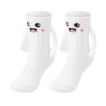 Honganda Funny Kids Baby Girl Boy Magnetic Holding Hand Socks, Toddler Silly Socks, Smile Crazy Socks for Children 1-10 Years (US, Age, 4 Years, 6 Years, White)