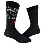Crazy Dog T-Shirts Funny Are You Drunk Socks for Men – Novelty Crew Socks with Sarcastic Sayings – Gag Gift for Beer Lovers, Party, Bar Crawl, Drinking Game Night, Black Cotton Comfort