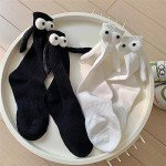 Smilelife 2 Pairs Magnetic Holding Hands Socks - Funny Easter Gifts for Teens & Women, Couples, Friends (White)