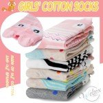 WELSOX Welwoos Girls Socks Gifts for kids Cute Animal Fun Crew Fashion Funny Novelty Soft Cotton Socks 6 Pairs(Animal,9-14 Y)