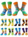 Jinei 10 Pairs Boys Socks with Monster Pattern Novelty Cartoon Socks Colorful Funny(4-7 Years Old)
