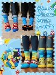 Jinei 10 Pairs Boys Socks with Monster Pattern Novelty Cartoon Socks Colorful Funny(4-7 Years Old)