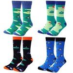 Moyel Golf Gifts for Men Golf Socks for Men Men's Funny Cotton Crew Socks, Novelty Cool Fun Funky Accessories On Birthday(4 Pairs)