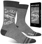 ANTI BASIC Novelty Vintage Attitude Socks for Men - 'I'm Not Old, I'm Classic' Auto Print | Sophisticated Humor Gift for Distinguished Gentlemen & Car Lovers (Size 7-12)
