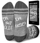 ANTI BASIC Novelty Vintage Attitude Socks for Men - 'I'm Not Old, I'm Classic' Auto Print | Sophisticated Humor Gift for Distinguished Gentlemen & Car Lovers (Size 7-12)