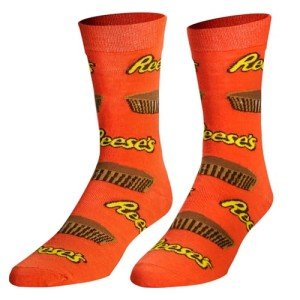 Crazy Socks for Men, Reese's Peanut Butter Cups, Funny Colorful Prints, Large