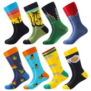 BISOUSOX Dress Socks for Men 9-12 Men’s Funny Fun Colorful Crazy Funky Crew Socks Novelty Happy Cotton